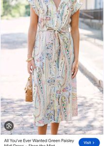 Zara paisley print cotton button down dress