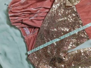 Sparkly Pink Velvet Dress with Bow