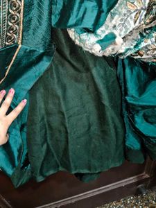 Elegant Emerald Green gown with dupata i