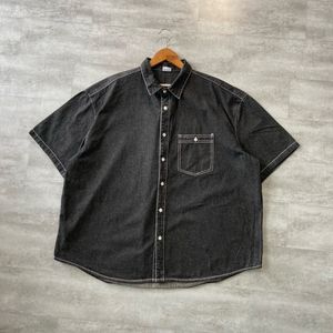 Men's Dark Wash Denim Short Sleeve Shirt