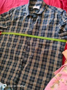 Men's Navy Blue Plaid Shirt