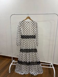 Kazo White Polka Dot Midi Dress