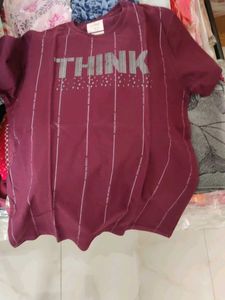 Burgundy 'Think' Graphic Tee