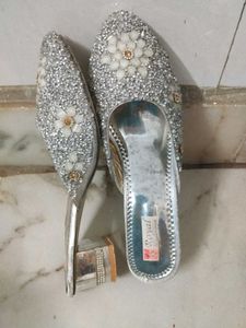 Embellished Silver Heels