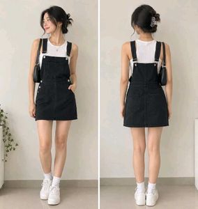 Black Denim Pinafore Dress