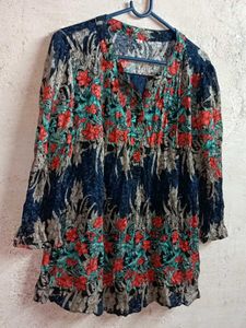 Floral Print V-Neck Blouse Multicolored
