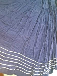 Navy Blue Ethnic Blouse with Silver Stripes