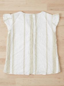 Striped V-Neck Button-Up Top