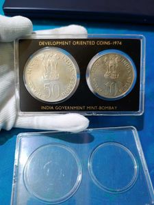 50 Rupees 10Rupees Coins UNC Set 1974 Rare