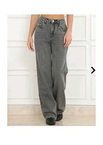 Grey Wide Leg Jeans