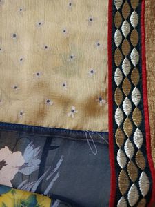 Blue And Golden Colour Saree