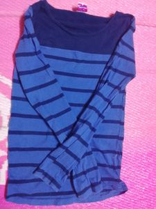 Blue Striped Long Sleeve Top