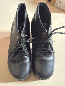 Black Lace-Up Heeled Boots