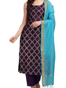 Women's Motifs Silk Blend Kurta Pant And Dupatta