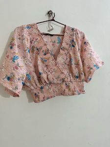 Zudio Floral Smocked Cropped Top