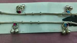 Traditional Silver Anklets with Charms