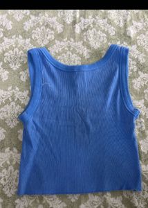 Blue Ribbed Tank Top