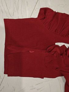 Red Ruffle Sleeve Top