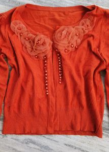 Orange Floral Cardigan