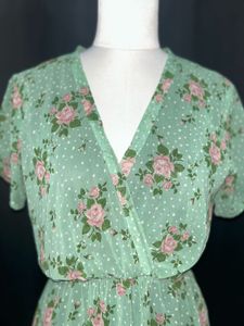 Mint Green Floral Wrap Dress