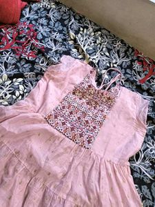 Pretty Pink Tiered Ethnic Gown