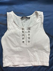 White Sleeveless Padded Crop Top