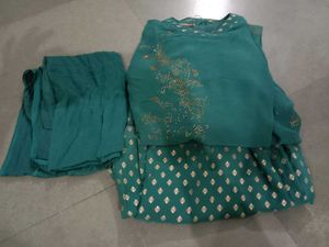 Elegant Teal Bell Sleeve Kurti