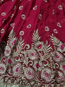 Embroidered Red Sharara Pants