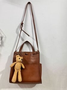 Brown Croc-Embossed Crossbody Bag