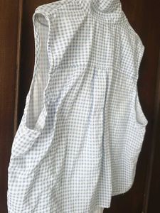 Blue Gingham Sleeveless Tie-Front Shirt no 100