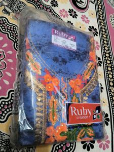 Ruby Creation Blue Embroidered Kurta Set