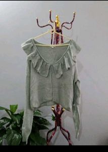 H.M Ruffled Knit Cropped Cardigan