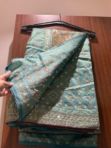 Beautiful Teal Embellished onlySaree