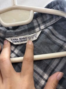 ZARA Classic Plaid Long-Sleeve Shirt Dress