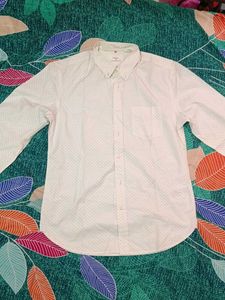 Men's White Polka Dot Button-Down Shirt