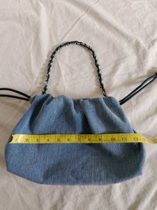 Denim Shoulder Bag with Chain Strap