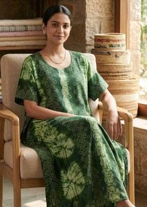 Green Tie-Dye Maxi Nightgown