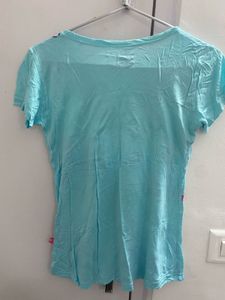 Aqua Blue Floral Graphic T-Shirt
