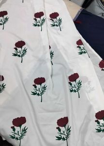 White Cotton floral print dupatta