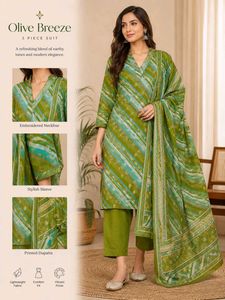 Chic Olive Breeze 3-Piece Suit