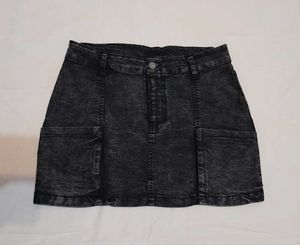 Blue Haven Black Denim Cargo Skirt