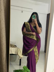 Elegant Purple Saree with Rich Golden Border