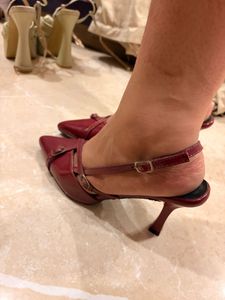 Red Patent Slingback Heels