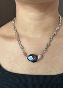 Faceted Banded agate Silver Necklace