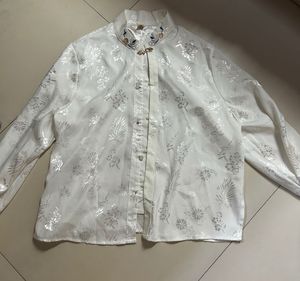 Elegant White Brocade Blouse