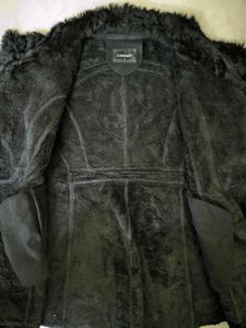 Black Leather, Suede Fur collar coat (negotiable)