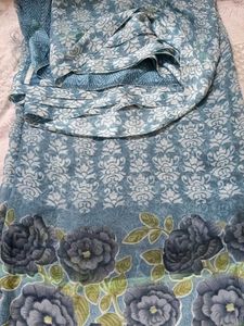 Beautiful Blue Floral Saree