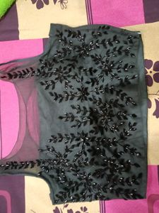 Elegant Black Kurta Set with Embellished Top
