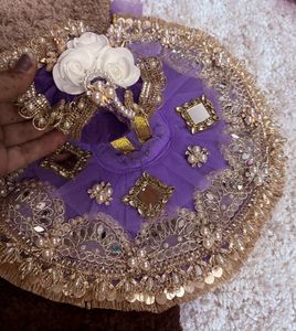 Ornate Purple Laddu Gopal fancy dress with pagdi