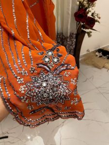 Elegant Orange Saree without blouse